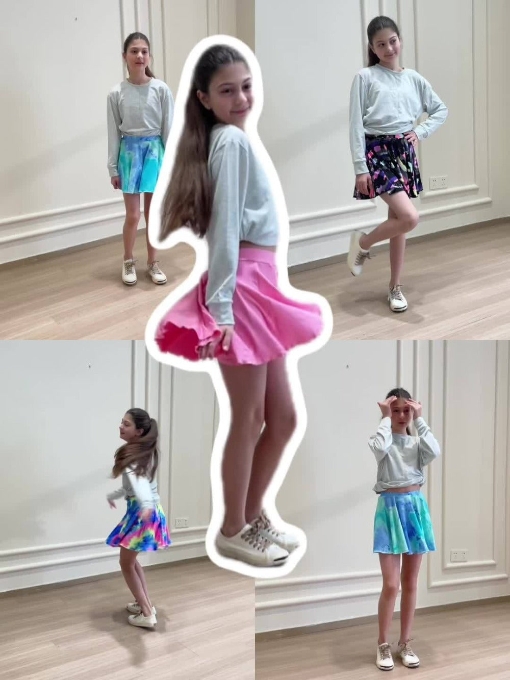 Girls' 5-Pack Stretch Casual Skorts - Elastic-Waist Assorted