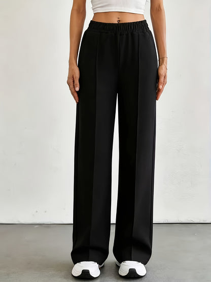 4pcs Women's Straight-leg Casual Pants - Elastic Waistband, with Pockets, Comfortable All Year Round, Machine Washable, Smooth Texture, Simple Design - Red, Black, White, Gray Casual Home Pants, Jogging Pants, Casual Wear, Halloween, Teacher's Day