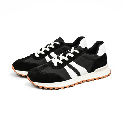 Women's Genuine Leather Chunky Lug Sole Lace Up Running Shoes Casual Designed Fashion Sporty Sneakers AA1127n