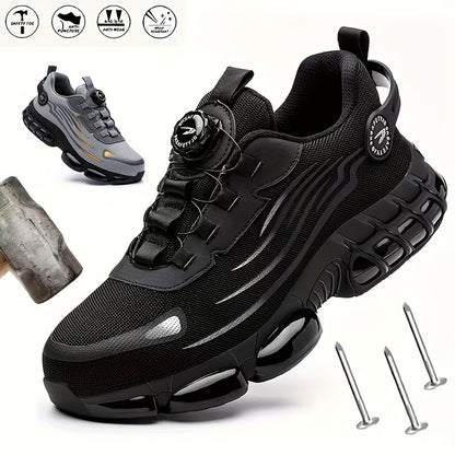 Men's Industrial Safety Work Shoes - Slip-Resistant, Steel Toe Protection, Breathable PU Upper - for Construction, Factory, Gym, Everyday - Warehouse Footwear, Modern Workwear, Outdoor Laborers