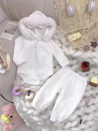 MinKidFashion Baby Clothing Sets Girls Hooded Long Sleeve Romper and Pants Outfit, Perfect for Outdoor