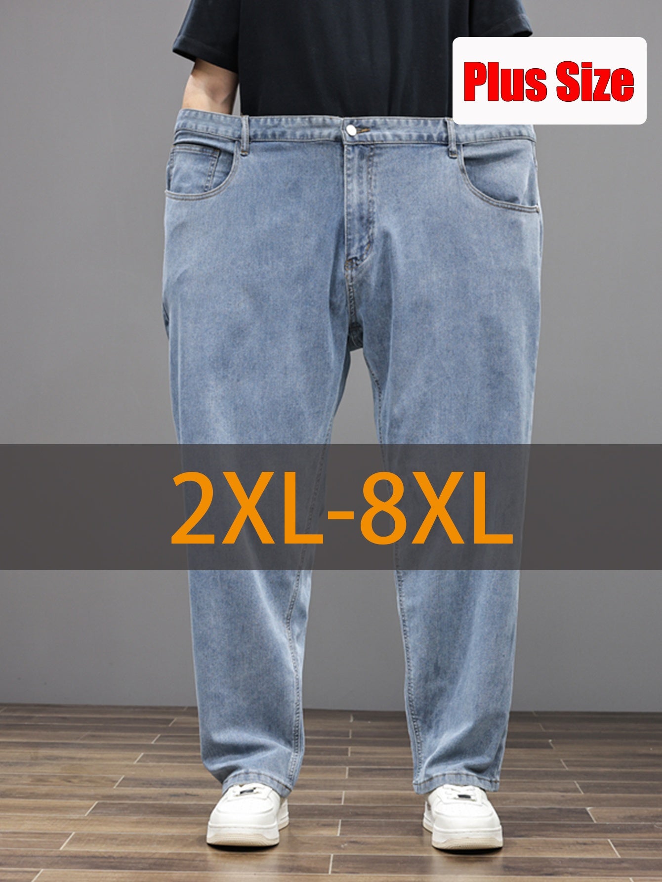 Plus Size Men's Soft & Comfy Jeans - Casual Loose Fit Denim Pants with Pockets, Stretch Rayon Blend for Fall/Winter, PLUS SIZE