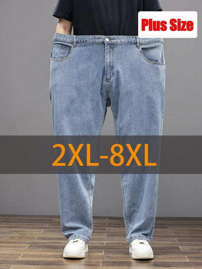 Plus Size Men's Soft & Comfy Jeans - Casual Loose Fit Denim Pants with Pockets, Stretch Rayon Blend for Fall/Winter, PLUS SIZE