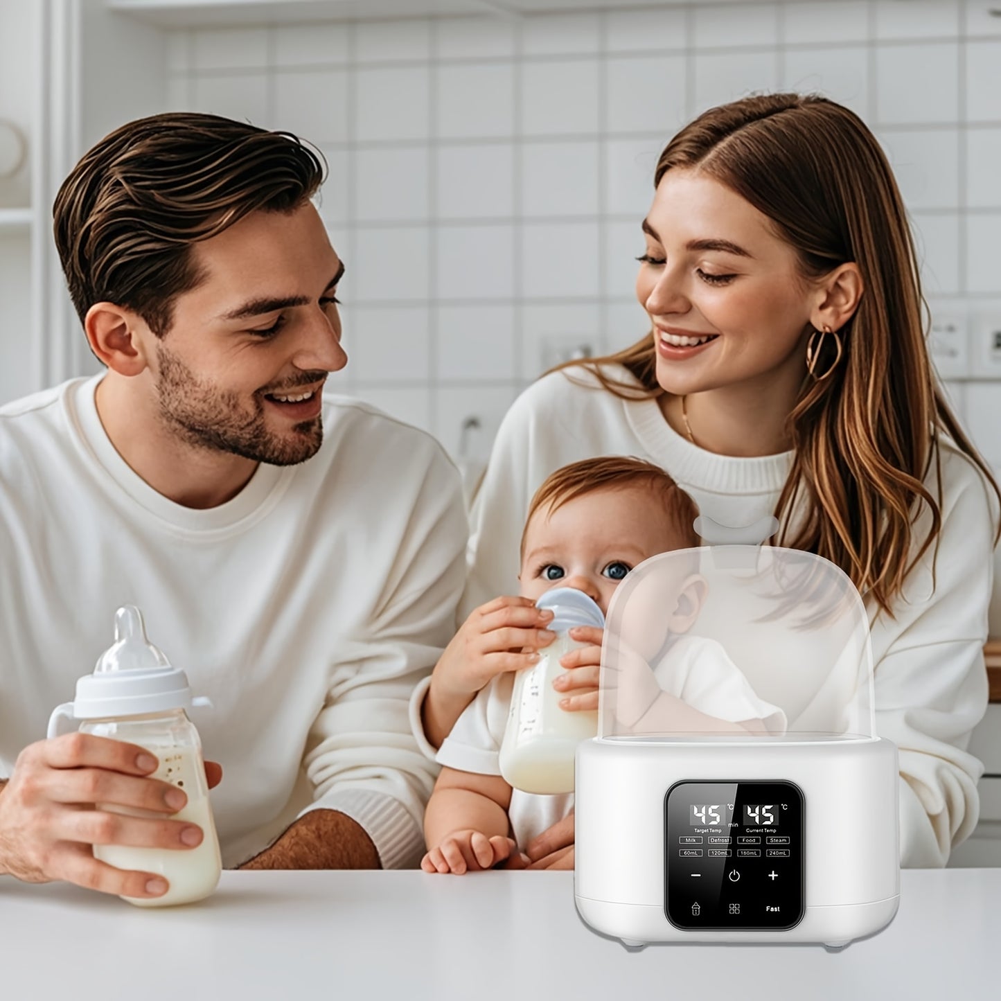 6-In-1 Fast Milk Warmer with Timer, Adjustable Temp Control, Auto Shut-Off, Defrost And Keep Warm Functions for Formula, Breastmilk And Food Jars, Portable, Compact Design, Ideal for Night Feeding
