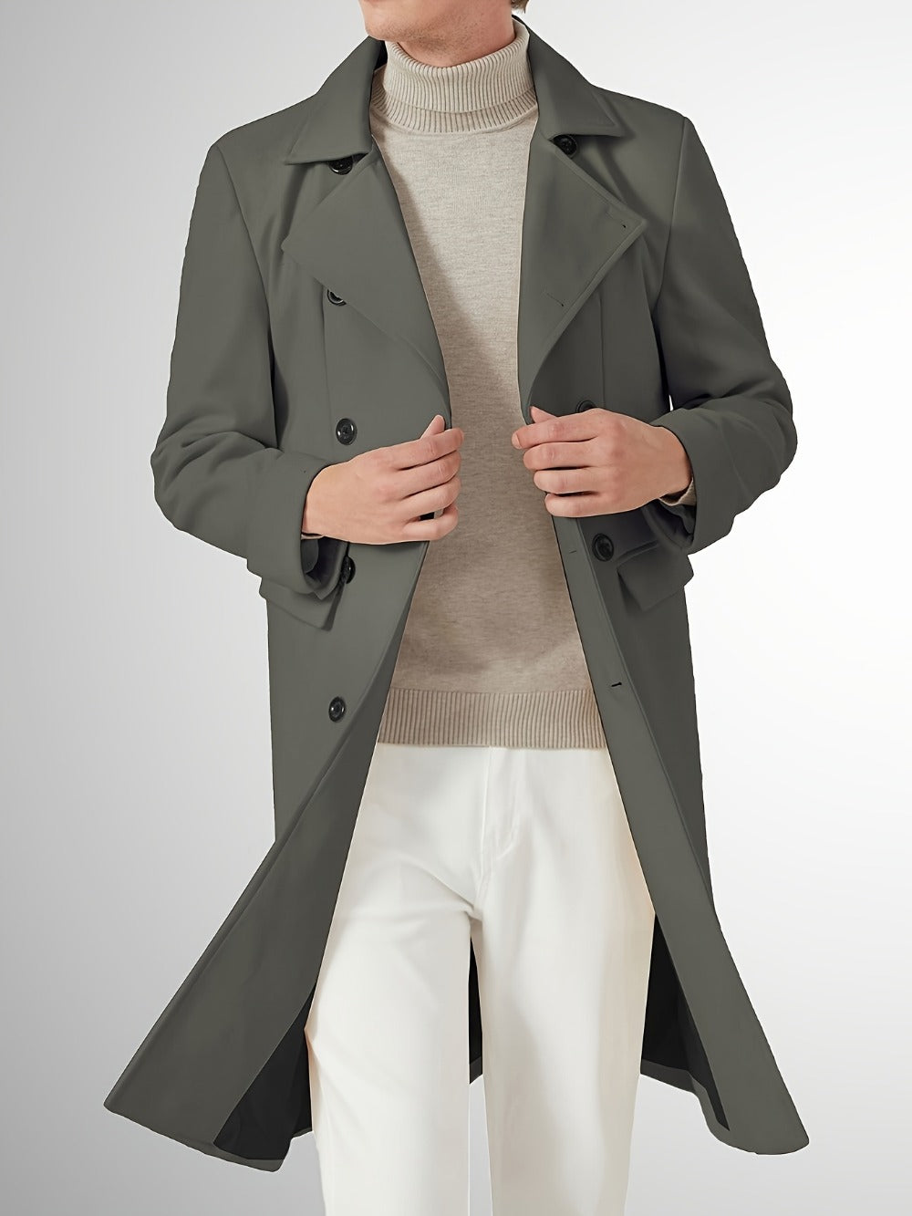 Men's Versatile Wool Blend Double-Breasted Coat