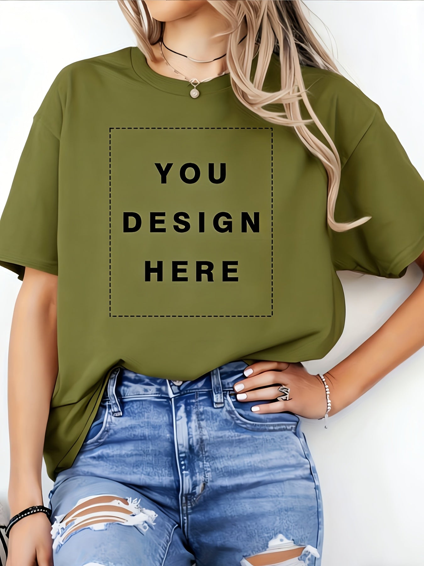 [Independence Day Custom]Custom Women'S T-Shirt - Summer Short Sleeve Tee With Personalized Image/Text Upload, Round Neck For Casual Wear, Party, Festival Gift For Family Friends, Solid Design Shirt, Durable Print Quality, 250 USA Anniversary Tee