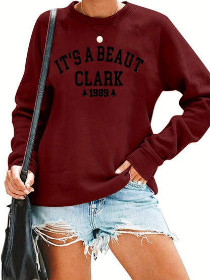 Letter Print Pullover Sweatshirt, Casual Long Sleeve Crew Neck Sweatshirt For Women'S Clothing