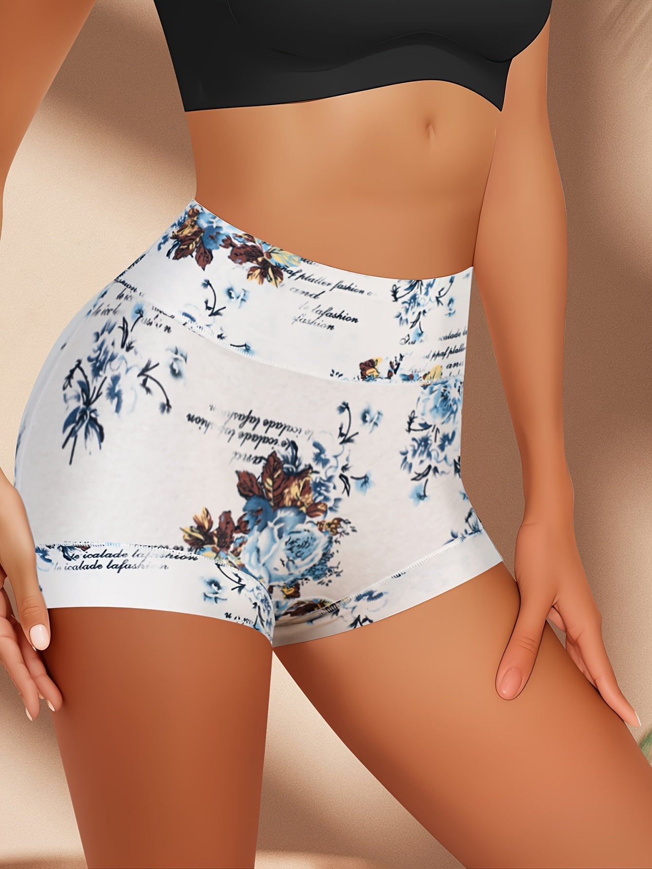 4pcs Comfy Floral Print Triangle Panties - Soft, Breathable, Stretchy, And Intimates for Women - Lingerie And Underwear Essentials for Everyday Comfort Elegant Design