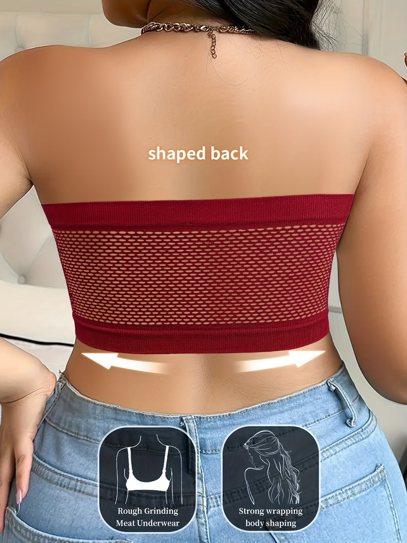 A Strapless Bra for Plus-Size Women Featuring Front Buttons, No Wires, And Designed to Lift And Prevent Sagging, Crafted from a Comfortable And Breathable Blend of Nylon And Elastane