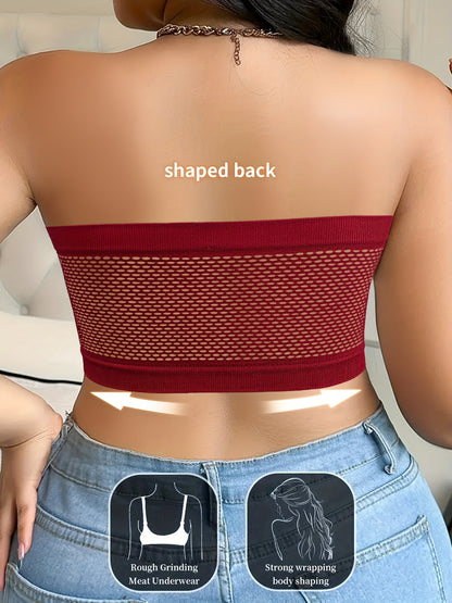 A Strapless Bra for Plus-Size Women Featuring Front Buttons, No Wires, And Designed to Lift And Prevent Sagging, Crafted from a Comfortable And Breathable Blend of Nylon And Elastane