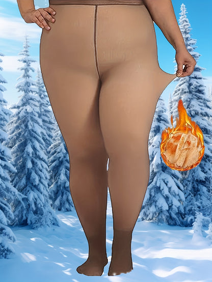 1pc Fleece Lined Leggings, Women'S Winter Warm Tights, Soft Stretch, Comfortable, Fashionable, High-Waist Design, Can Be Paired with Short Skirts, Boots, Etc., The Perfect Holiday Gift!