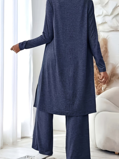 Women's Three-piece Outfit - Large Size Long Cardigan Pullover Casual Pants Set, Perfect For Spring/Autumn 2025, Highly Versatile Set