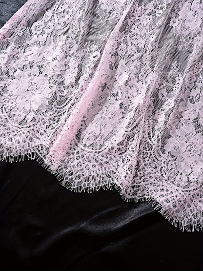 Sexy Sheer Lace & Mesh Lingerie Dress with Deep V Backless, Adjustable Straps & Bow Accents - Women's Elegant Nightwear for Intimate Occasions, Ladies Lingerie, Special Occasion Wear, Butterfly Knot Detail, Medium Elasticity