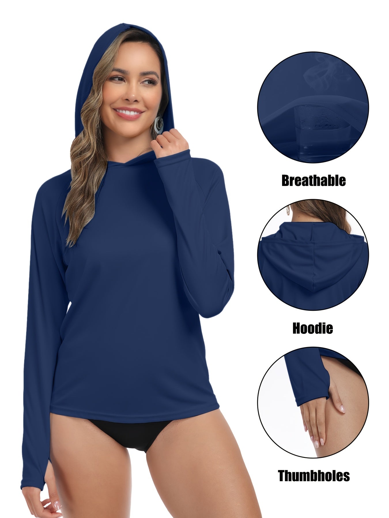 4pcs Set Women'S Hooded Shirt, Lightweight Quick-dry Hooded Shirt Women'S Casual Long-sleeved T-shirt Solid Color Multi-piece Set, Suitable For Sports Such As Fishing, Outdoor Activities, And Fitness