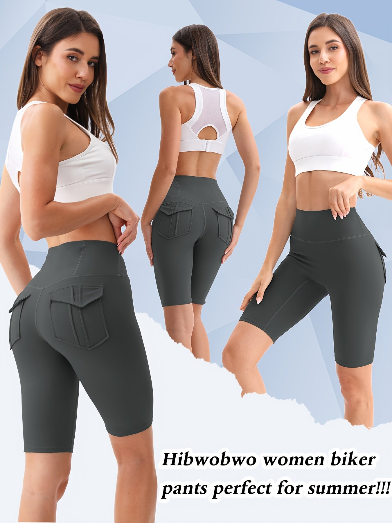 5pcs High Women'S High-waisted Gym Shorts With Pockets, Super Soft Tummy Control No See Through Workout Running Yoga Athletic Shorts Pants