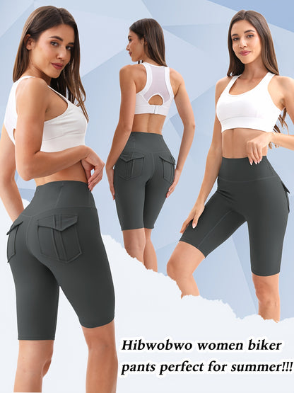 5pcs High Women'S High-waisted Gym Shorts With Pockets, Super Soft Tummy Control No See Through Workout Running Yoga Athletic Shorts Pants
