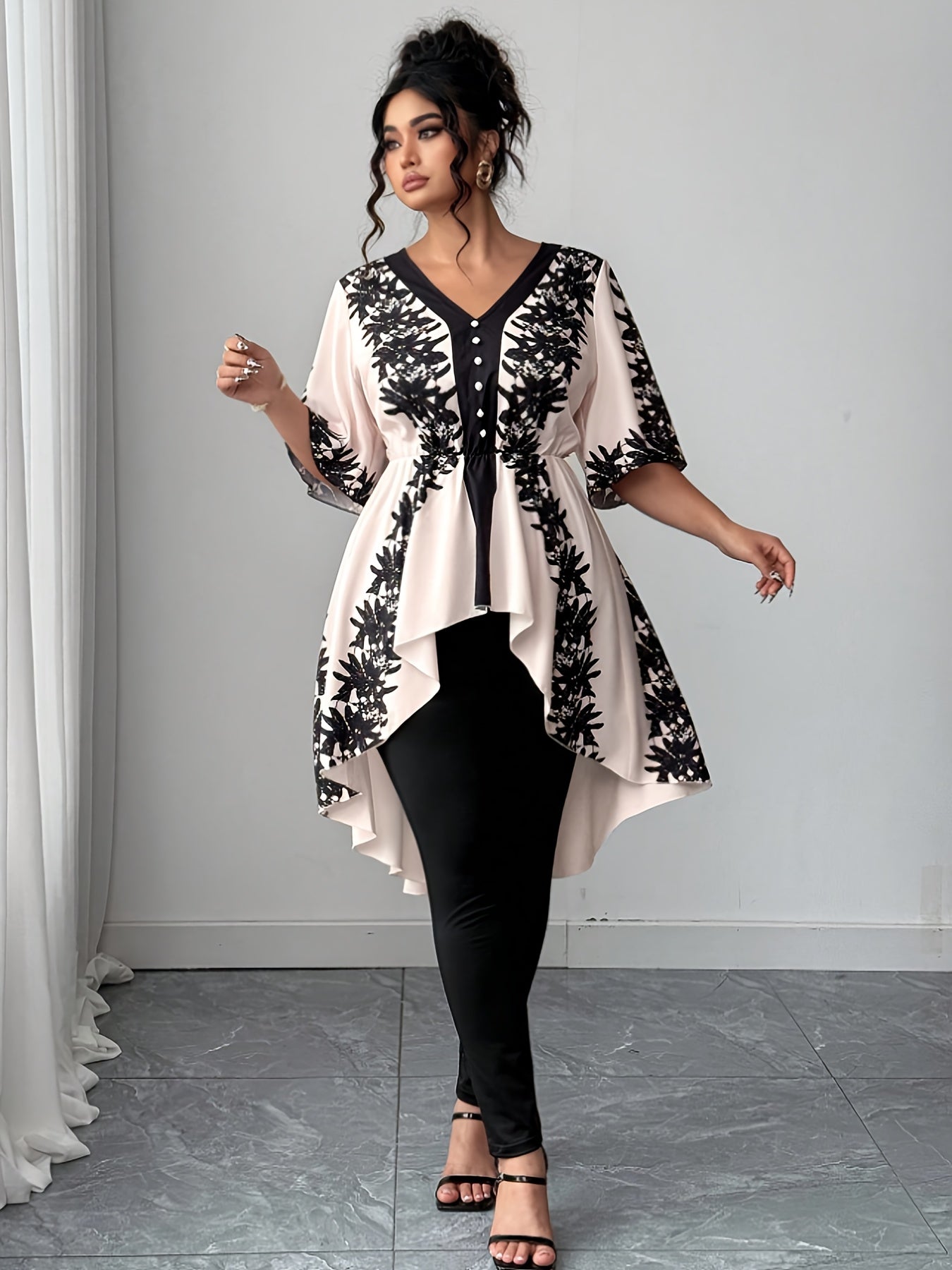 Women's White Polyester Printed V-Neck Dress - product view 19