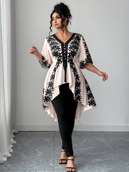 Women's White Polyester Printed V-Neck Dress - product view 19
