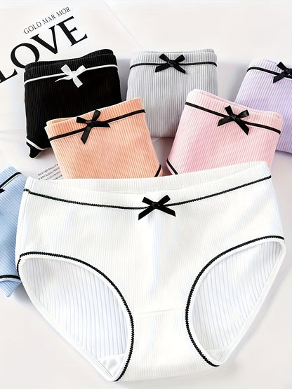 Random 12pcs, Girls' Tight Pants, with Bowknot Pattern. Comfortable to Wear, Good Breathability. Girls' Triangular Underwear, In Multiple Colors.