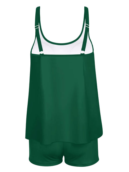 Adorable Skeleton-Themed Two-Piece Swimsuit for Women, Featuring a Stylish Black Design with a Conservative Double Shoulder Tankini Style, Perfect for a Laid-Back Halloween Look