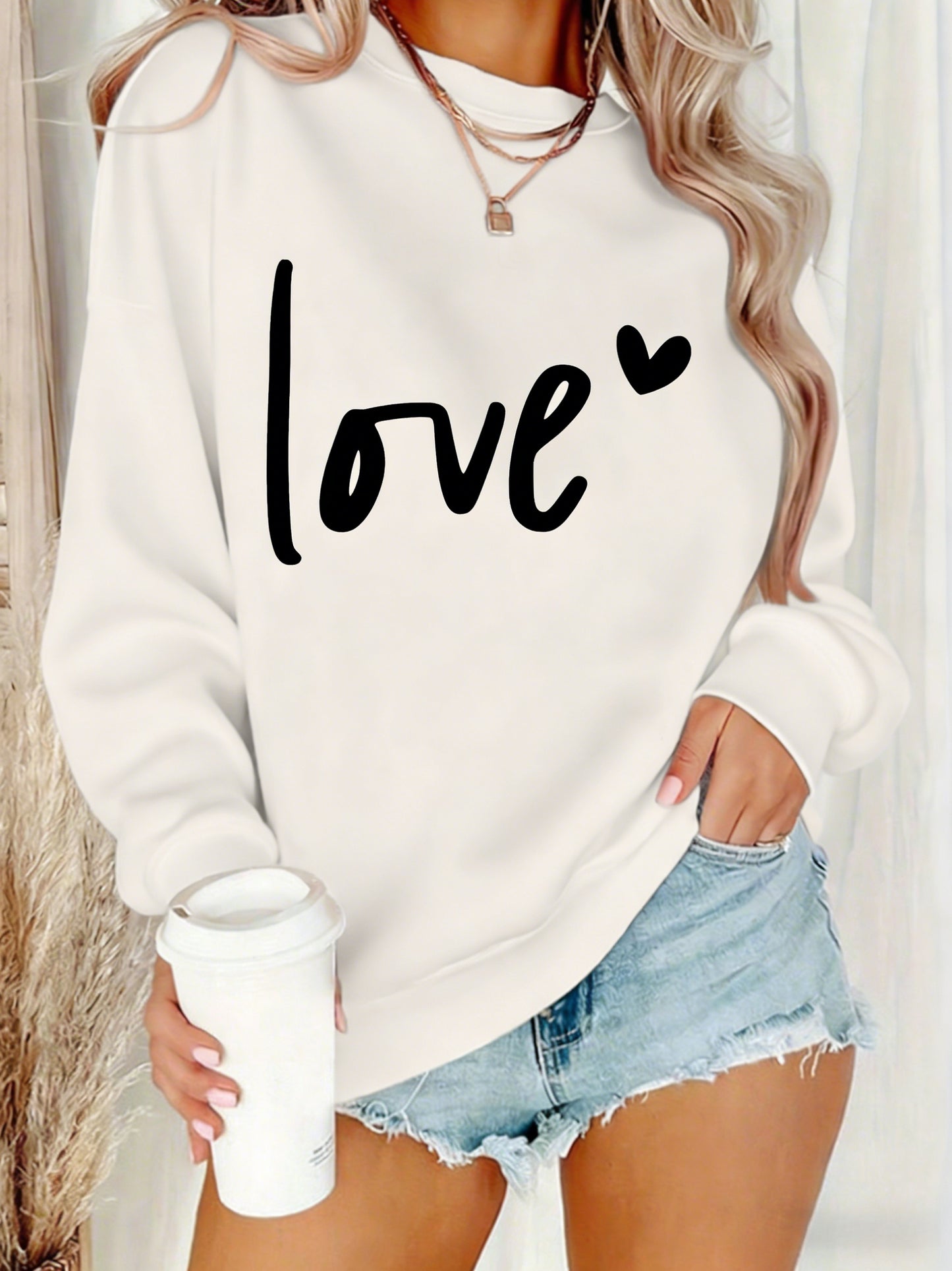 Women'S Casual Fashion Sweatshirt, Suitable for Autumn And Winter, Comfortable And Soft, Letter Pattern