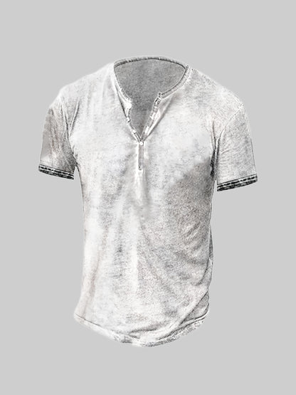 Mens Distressed Henley Shirts Short Sleeve Button T-Shirt Slim Fit Cotton Casual Shirt