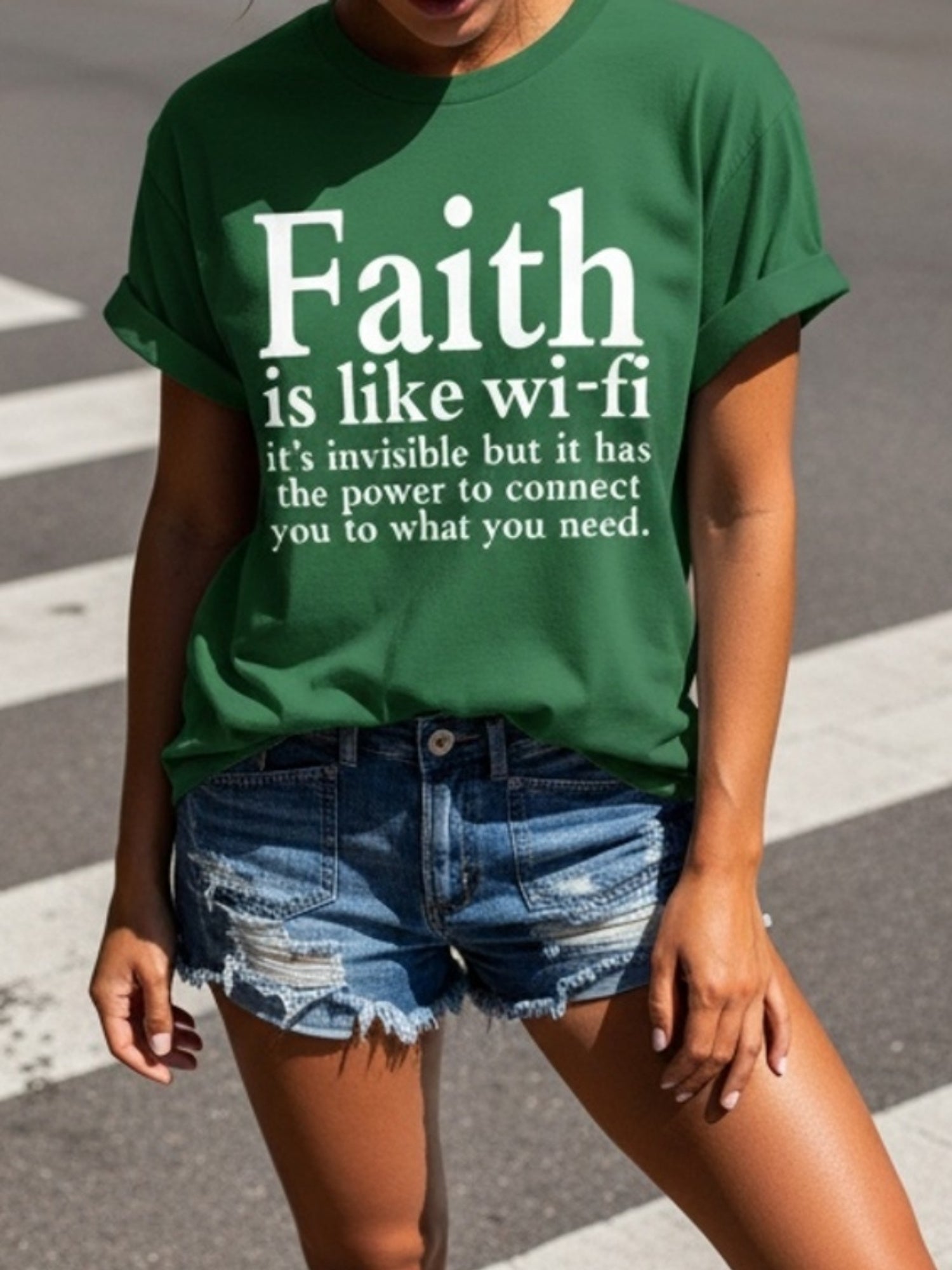 Women's Green Printed Oversized T-Shirt - product view 10