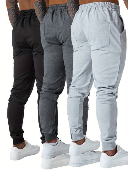 Set of 3 Men'S Athletic Joggers, Stylish Sweatpants for Sports