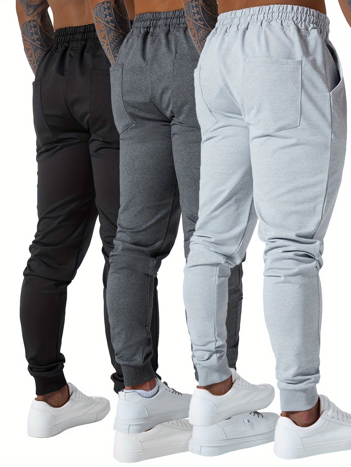 Set of 3 Men'S Athletic Joggers, Stylish Sweatpants for Sports