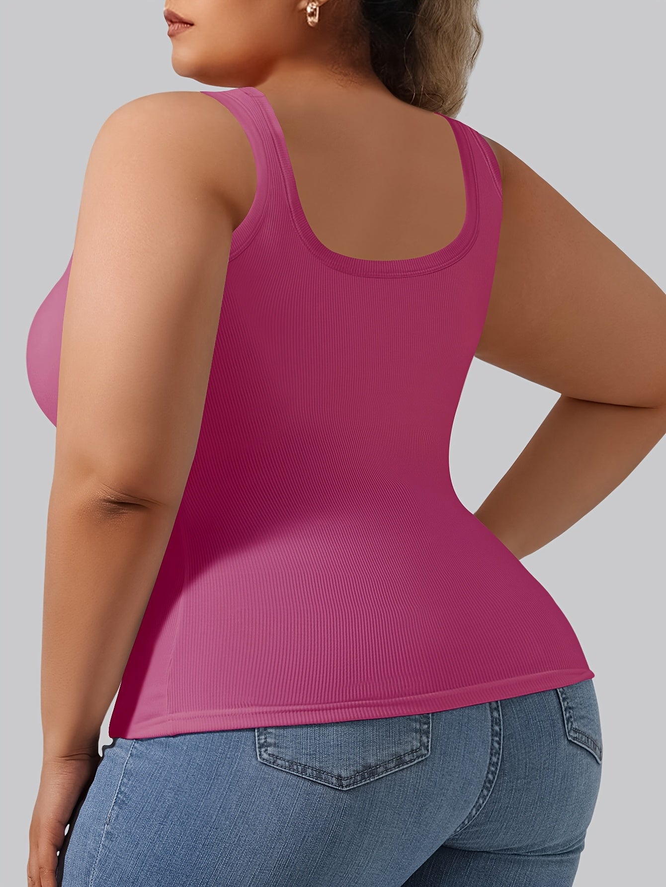Plus Size - Directional Development Vest Big U Beauty Back 2-In-1 Comes with Coasters Pit Ribbed Base Vest to Wear Outside
