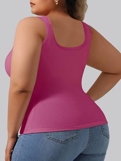Plus Size - Directional Development Vest Big U Beauty Back 2-In-1 Comes with Coasters Pit Ribbed Base Vest to Wear Outside