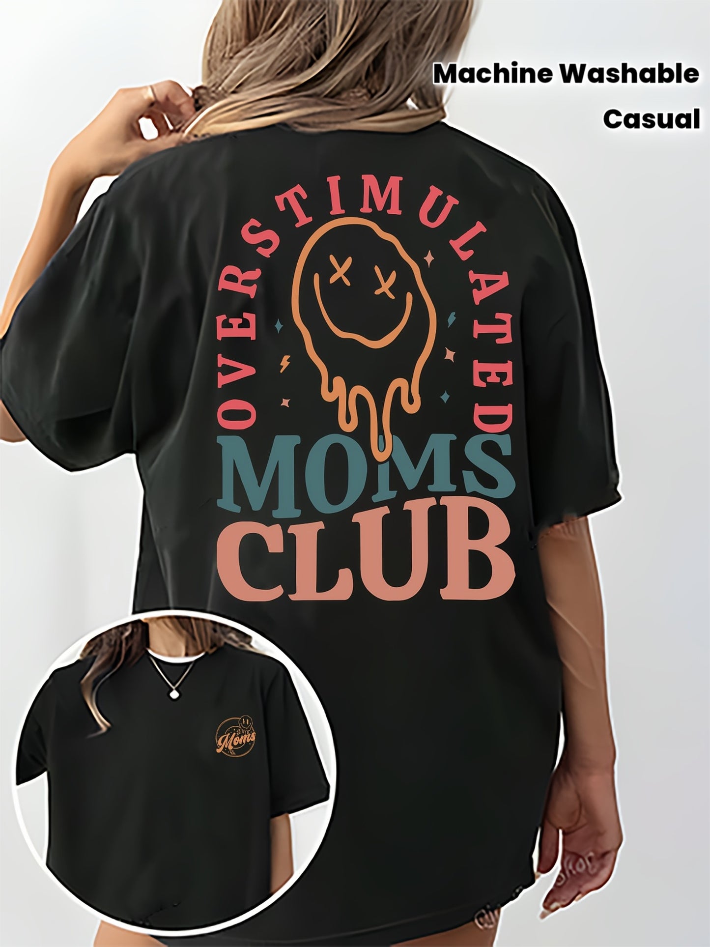 [Double Print] Letter Print Round Neck Short Sleeve T-Shirt