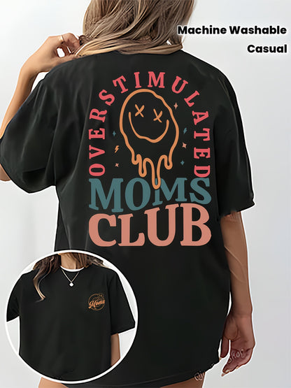 [Double Print] Letter Print Round Neck Short Sleeve T-Shirt