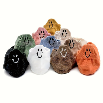 10 Pairs Of Short Socks for Women In Spring And Autumn, Soft, Comfortable, Embroidered, Versatile, Cute, Breathable, Sweat Absorbing, Short Tube, Trendy Sports Socks