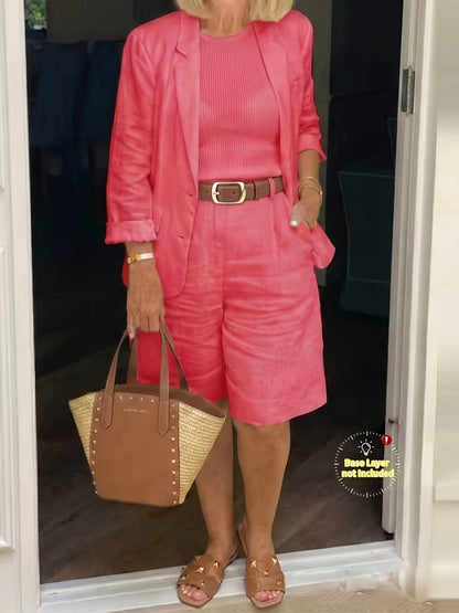 2026 Spring/Summer New Women'S - Cardigan Top And Shorts Set; Small Suit Two-Piece Set