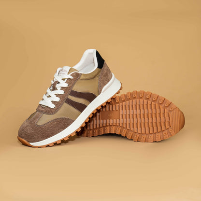 Women's Genuine Leather Chunky Lug Sole Lace Up Running Shoes Casual Designed Fashion Sporty Sneakers AA1127n