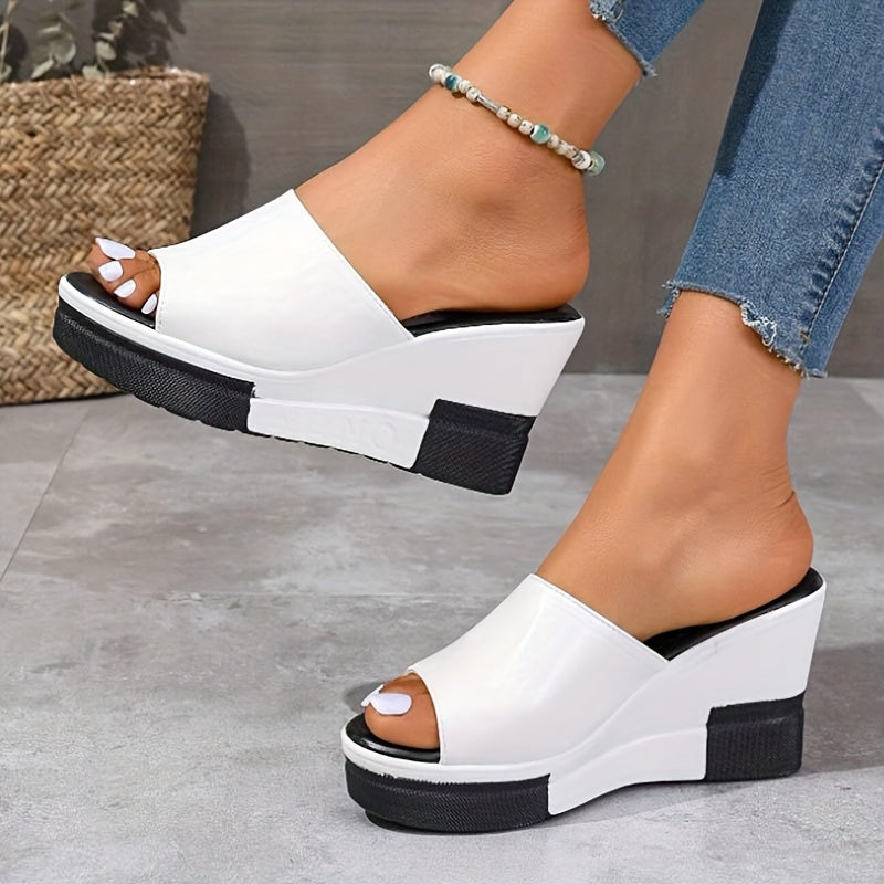 2026 New Sandals for Women - Chic White Black Thick Sole Wedge Slides, Open Toe Slip-On Holiday Platform Sandals, Best Stocking Stuffer Gift for Mom Wife Teacher, Local Warehouse, Women Shoes