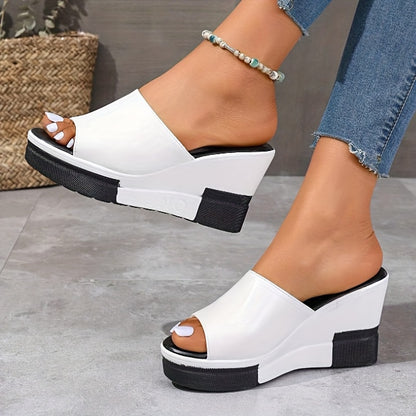 2026 New Sandals for Women - Chic White Black Thick Sole Wedge Slides, Open Toe Slip-On Holiday Platform Sandals, Best Stocking Stuffer Gift for Mom Wife Teacher, Local Warehouse, Women Shoes