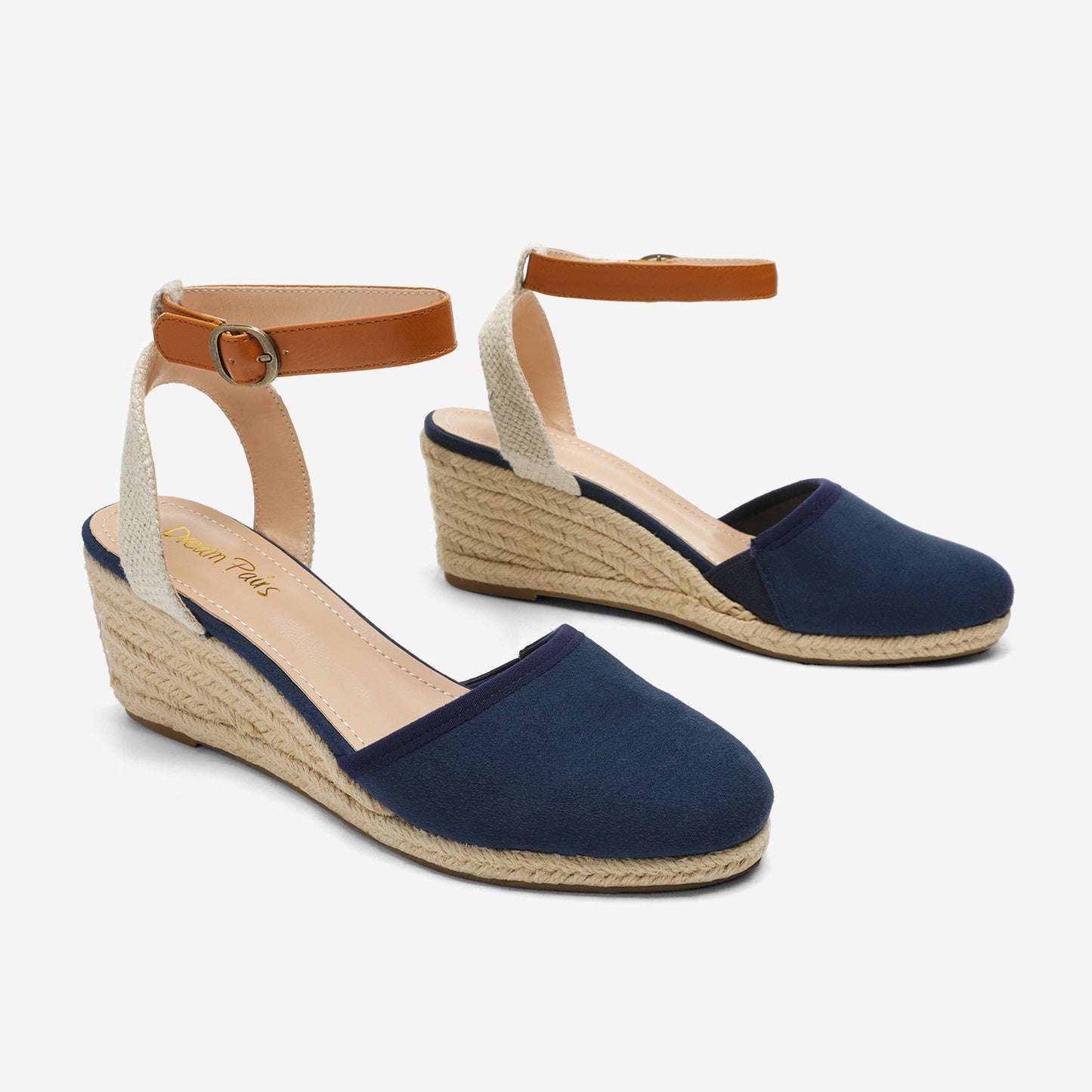 Women's Ankle Strap Closed Toe Espadrille Wedge Heels Sandals, Versatile and Stylish for weddings, shopping, dating, with wrap dresses, jeans, skirts, shorts, jumpsuits, for formal or casual occasions