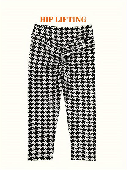 Women's High-Waisted Capri Leggings - Smooth Polyester Blend with Spandex, High Stretch, Three Quarter Length | Perfect for Yoga, Sports, Workout | Super Soft, Elastic Waistband, No Sheer