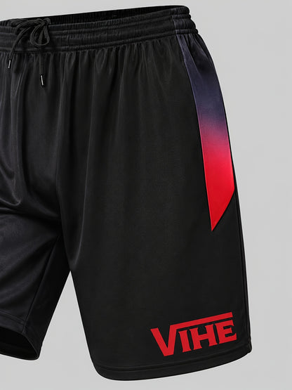 Men'S 6pcs Geometric Pattern T-shirt & Shorts Set, Breathable Quick-Dry Athletic Tracksuit for Men, Ideal for Gym, Running, Workout & Daily Casual Wear