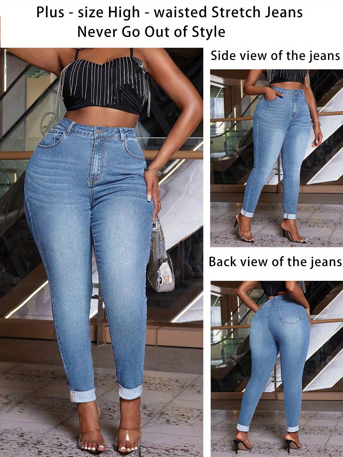 Butt - Lifting! Women's Plus Size High - Waisted Cuffed Jeans