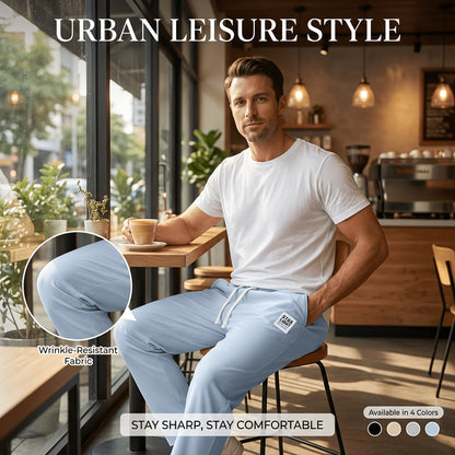 Men's 3pcs Casual Pants Lightweight Breathable Drawstring Waist Trousers for Beach, Vacation & Summer Daily Wear