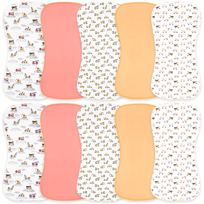 10pcs Burp Cloths for Baby Boys And Girls - Baby Burp Cloth, Baby Washcloths, Burp Rags, Large Neutral Burp Clothes for Newborn