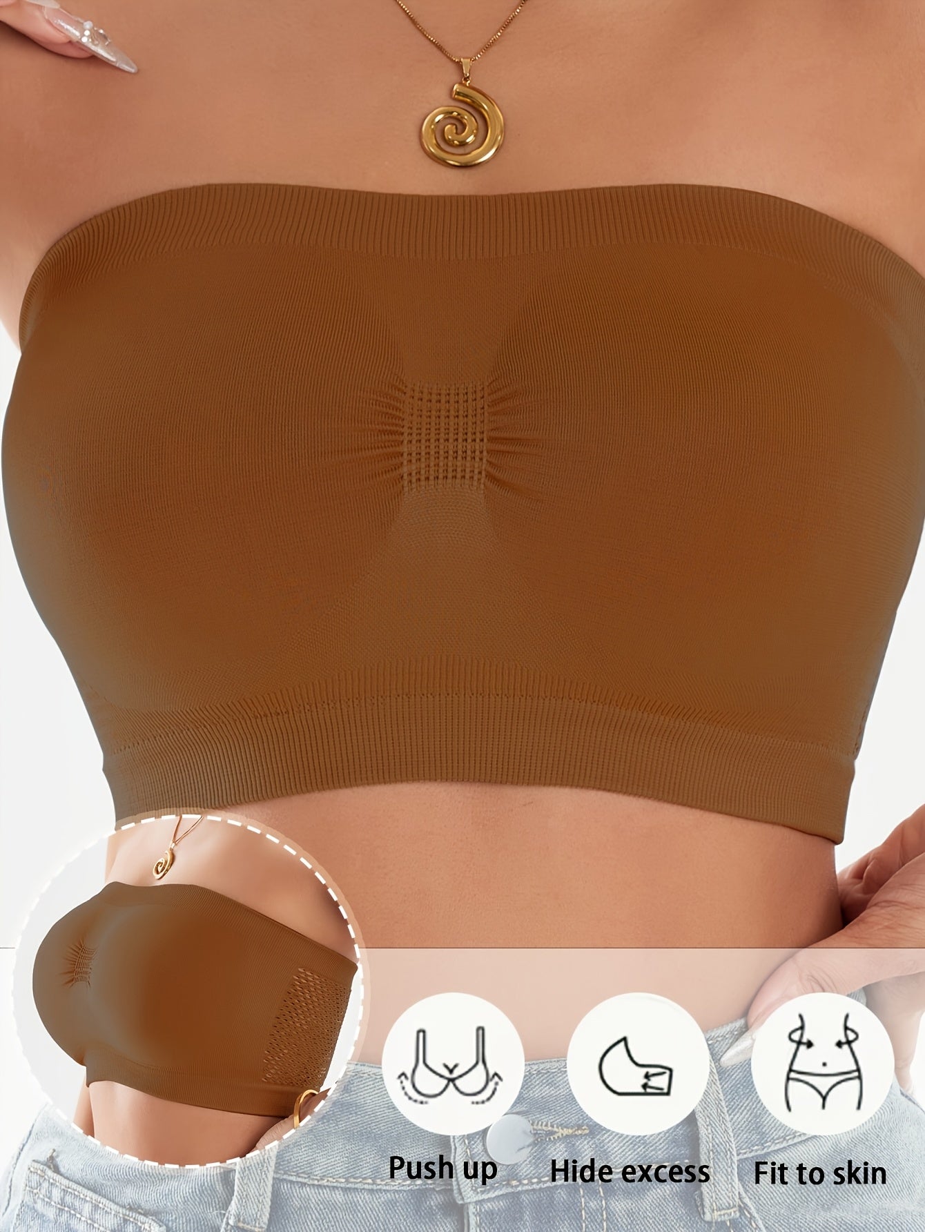 4pcs Set, Women's Pure Color Strapless Bra, Women's 1pc Bra, Breathable Sports Bra, Bra Without Underwire, Pleated Design Bra, Backless Bra