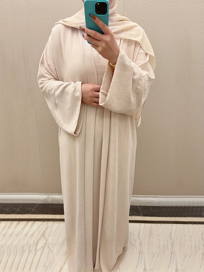 Muslim Lady 2pcs Abaya Set Eid Abaya Inner+open Abaya With Pocket