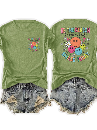 Women'S Casual Sports T-Shirt | Fun smiling Face Design, Lightweight & Breathable Fabric, Perfect For Beach And Park Outings - A Versatile And Trendy Addition To Your Wardrobe For Endless Joyful Adventures