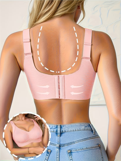 Plus-Size Wireless Women's Bra Suitable for Large Breasts - Full-Coverage Lift & Push-Up Underwire-Free Bust Enhancer with Adjustable Straps, Removable Pads, Seamless Smoothing Lingerie for Daily Wear & Special Occasions
