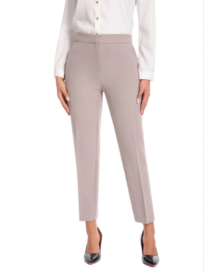 Women'S High Waisted Slim Fit Ankle Dress Pants Stretch Trousers with Pockets, Elegant Office Workwear Bottoms