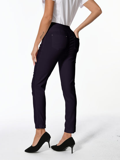 Women's High Waist Dress Pants Stretchy Straight Leg Slim Fit Work Slacks with 5 Pockets, Elegant Office & Casual Wear